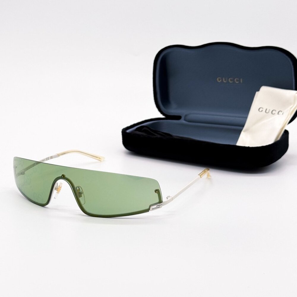 NEW GUCCI GG1561S 003 SHIELD IVORY GREEN UNISEX SUNGLASSES GUCCI - Picture 2 of 12